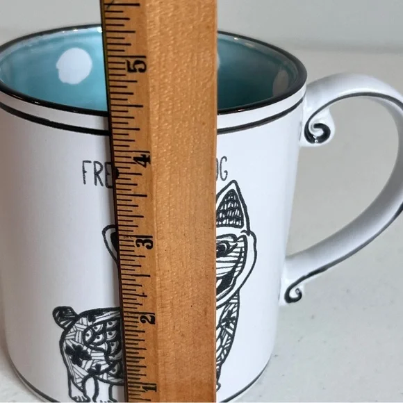 French Bulldog White Black Coffee Mug Whimsical Polka Dot Spectrum Designz 20oz. - Picture 6 of 7